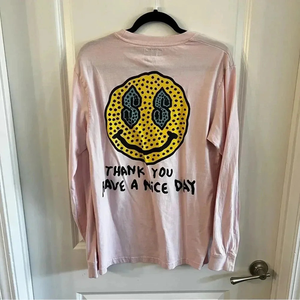 830 Urban Outfitters X Chinatown Market Smiley Face Long Sleeve Tee - Picture 5 of 5